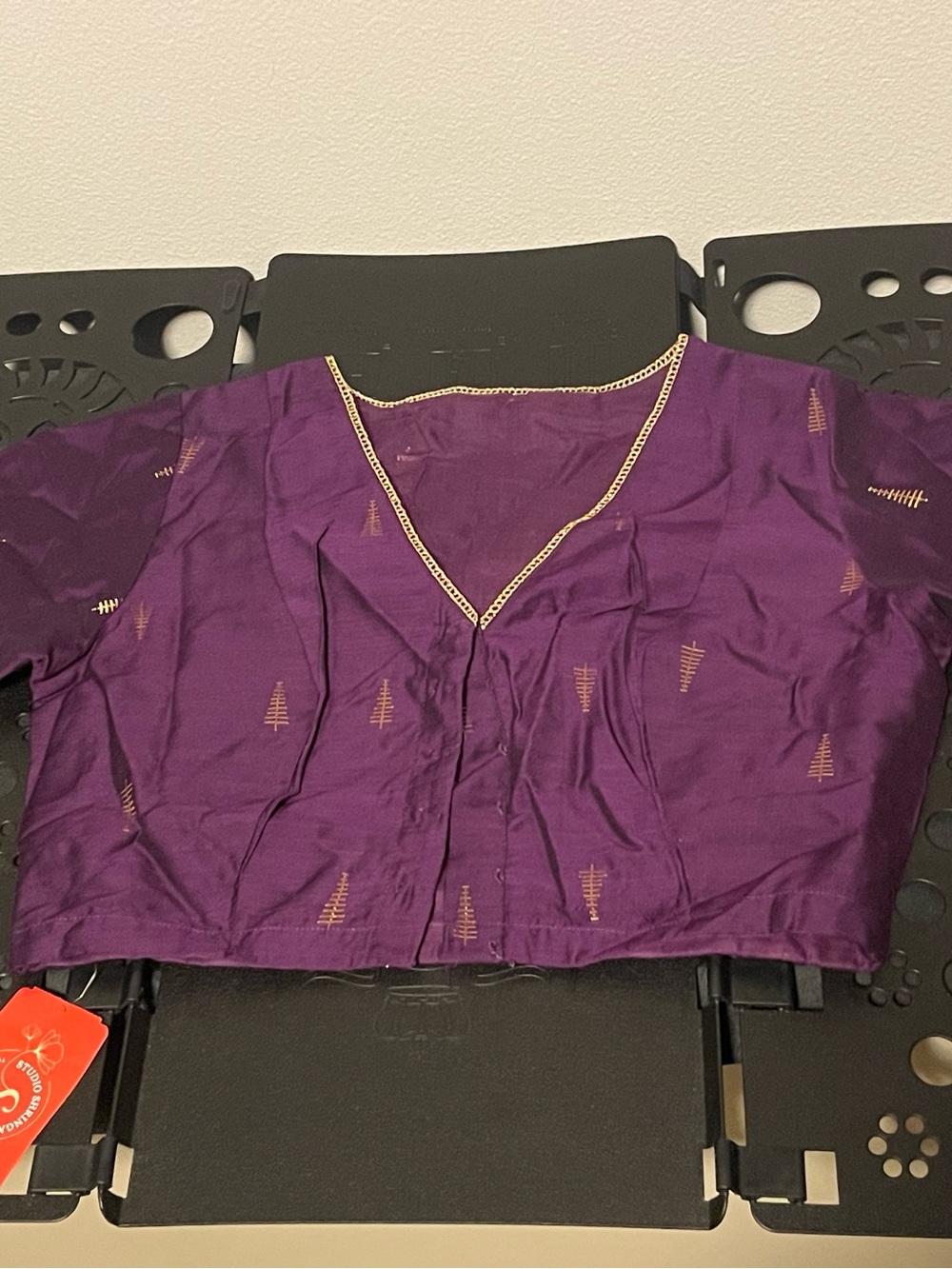 NWT Studio Shringaar Purple Gold Saree Blouse Size 36